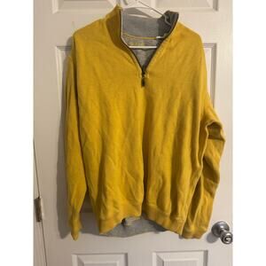 Tommy Bahama 100% Cotton Yellow Quarter Zip Pullover Sweater Sz: Medium